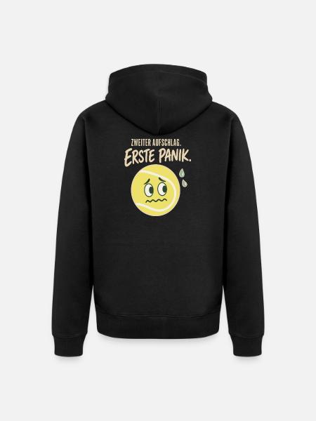 Zweiter Aufschlag Erste Panik Tennis Spruch - Unisex Premium Bio Zip Hoodie - Schwarz