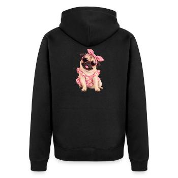 Mops Hund süßer Mops niedlicher Mops - Unisex Premium Bio Zip Hoodie - Schwarz - Hinten - Nico (187cm)