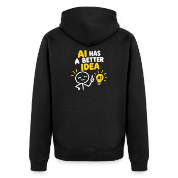 KI hat eine bessere Idee - Unisex Premium Bio Zip Hoodie - Schwarz - Hinten - Nico (187cm)