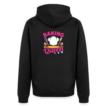 Baking Queen Bake Kitchen Küche Backen Spruch - Unisex Premium Bio Zip Hoodie - Schwarz - Hinten - Nico (187cm)