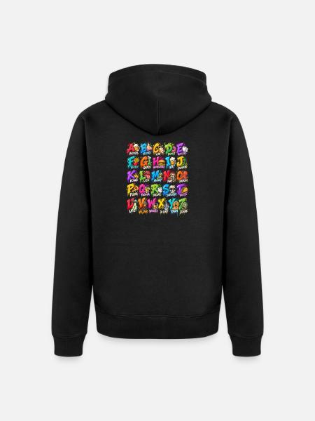 Graffiti Alphabet Farbexplosion - Unisex Premium Bio Zip Hoodie - Schwarz