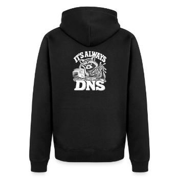 Es ist immer DNS Cat - Unisex Premium Bio Zip Hoodie - Schwarz - Hinten - Nico (187cm)