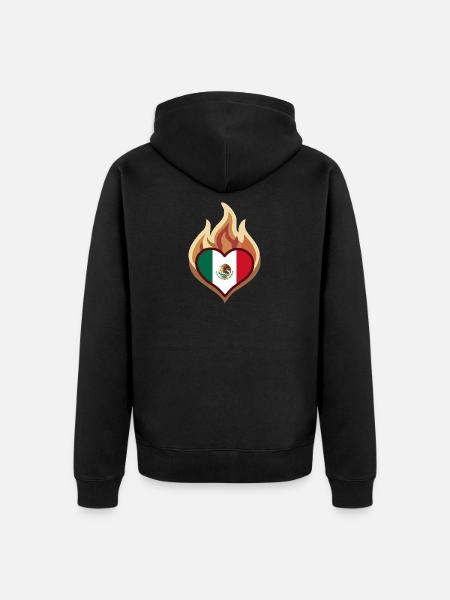 Flammenherz Mexikoflagge - Unisex Premium Bio Zip Hoodie - Schwarz