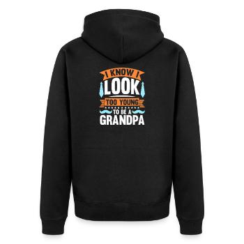 Grandfather Papaw Pop Gramps Granddad Grandpa - Unisex Premium Bio Zip Hoodie - Schwarz - Hinten - Nico (187cm)