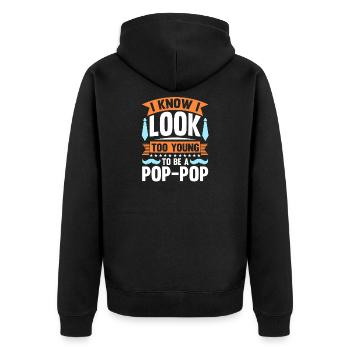 Grandfather Papaw Pop Gramps Granddad Grandpa - Unisex Premium Bio Zip Hoodie - Schwarz - Hinten - Nico (187cm)