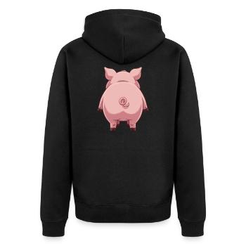 Lustiges Schwein von Hinten Geschenk Bauern - Unisex Premium Bio Zip Hoodie - Schwarz - Hinten - Nico (187cm)