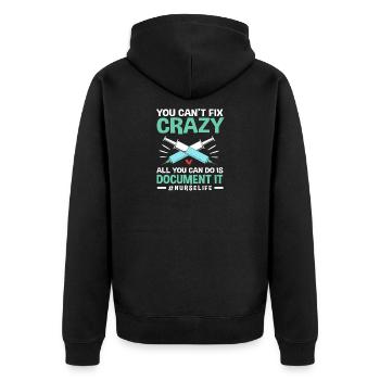 Notfall Krankenschwester Ambulanz - Unisex Premium Bio Zip Hoodie - Schwarz - Hinten - Nico (187cm)