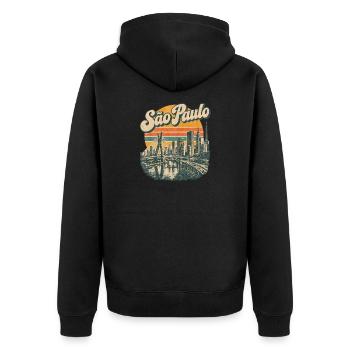 Sao Paulo Retro Skyline  - Unisex Premium Bio Zip Hoodie - Schwarz - Hinten - Nico (187cm)