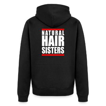 Natural Hair Sisters Afro Pride Beste Freundin Geschenk - Unisex Premium Bio Zip Hoodie - Schwarz - Hinten - Nico (187cm)