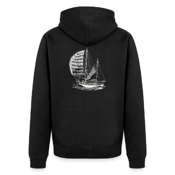 Segelboot Segeln Segler Meer Nautik Vintage Motiv - Unisex Premium Bio Zip Hoodie - Schwarz - Hinten - Nico (187cm)