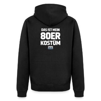 Das ist mein 80er Kostüm Karneval Mottoparty - Unisex Premium Bio Zip Hoodie - Schwarz - Hinten - Nico (187cm)
