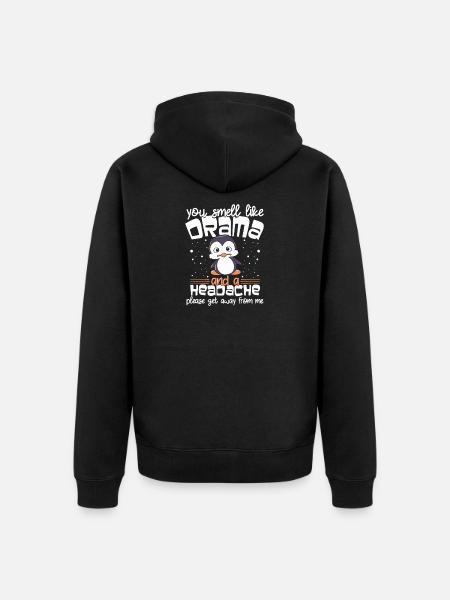 Drama Kopfschmerz Pinguin Tee - Unisex Premium Bio Zip Hoodie - Schwarz