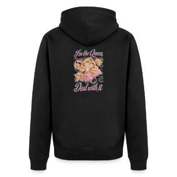 Katzen Diva eine Königin Katze mit Stil Humor - Unisex Premium Bio Zip Hoodie - Schwarz - Hinten - Nico (187cm)
