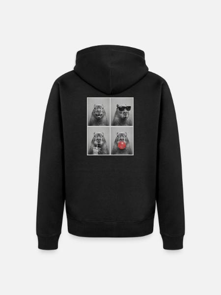 Wasserschwein Capybara - Unisex Premium Bio Zip Hoodie - Schwarz