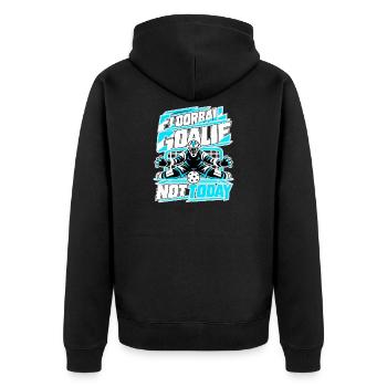 Floorball Goalie Not Today - Unisex Premium Bio Zip Hoodie - Schwarz - Hinten - Nico (187cm)