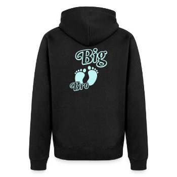 Großer Bruder mit Babyfüßen - Unisex Premium Bio Zip Hoodie - Schwarz - Hinten - Nico (187cm)