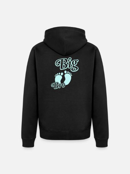 Großer Bruder mit Babyfüßen - Unisex Premium Bio Zip Hoodie - Schwarz