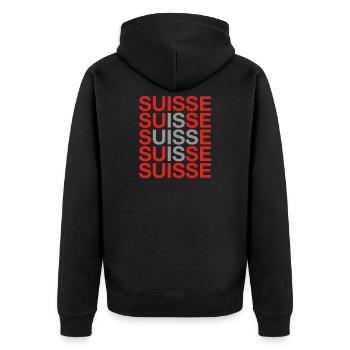 SCHWEIZ 2024 - Schweiz - Switzerland -Suisse - Unisex Premium Organic Zip Hoodie - black - Back - Nico (187cm)