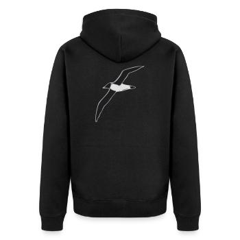 Albatros im Flug Graustufen Design - Unisex Premium Bio Zip Hoodie - Schwarz - Hinten - Nico (187cm)