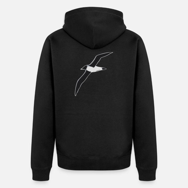 Albatros im Flug Graustufen Design - Unisex Premium Bio Zip Hoodie - Schwarz