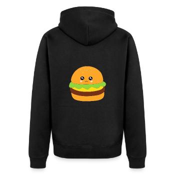 Kawaii Burger Kawaii Chibi Nourriture Kawaii - Veste à capuche bio Premium Unisexe - noir - Dos - Nico (187cm)