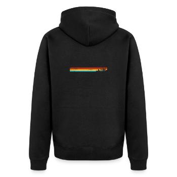 Sunset Stripes Skyline - Unisex Premium Bio Zip Hoodie - Schwarz - Hinten - Nico (187cm)