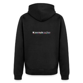 Normal Stuff Logo Rainbow - Unisex Premium Organic Zip Hoodie - black - Back - Nico (187cm)