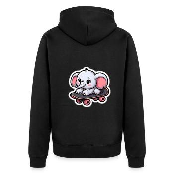 Cute baby elephant with skateboard Elephant mom - Unisex Premium Organic Zip Hoodie - black - Back - Nico (187cm)