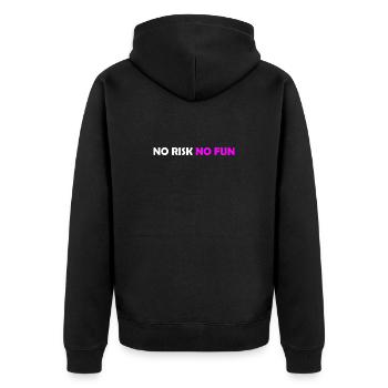 No Risk - Unisex Premium Organic Zip Hoodie - black - Back - Nico (187cm)