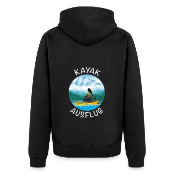 Kajak Ausflug - Unisex Premium Bio Zip Hoodie - Schwarz - Hinten - Nico (187cm)