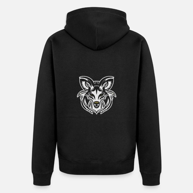 Geist des Waldes, weiß - Unisex Premium Bio Zip Hoodie - Schwarz