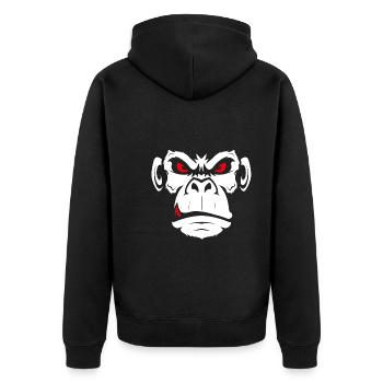 Monkey Affe Affentanz Böse Gesicht Face - Unisex Premium Bio Zip Hoodie - Schwarz - Hinten - Nico (187cm)