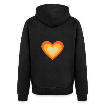 orange heart orange heart pattern retro 70s - Unisex Premium Organic Zip Hoodie - black - Back - Nico (187cm)