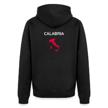 Kalabrien Calabria Calabrese Souvenir - Unisex Premium Bio Zip Hoodie - Schwarz - Hinten - Nico (187cm)