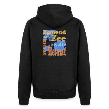 Egmond aan Zee - Unisex Premium Bio Zip Hoodie - Schwarz - Hinten - Nico (187cm)