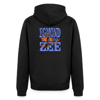 Egmond aan Zee - Unisex Premium Bio Zip Hoodie - Schwarz - Hinten - Nico (187cm)
