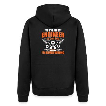 Ingenieur - Unisex Premium Bio Zip Hoodie - Schwarz - Hinten - Nico (187cm)