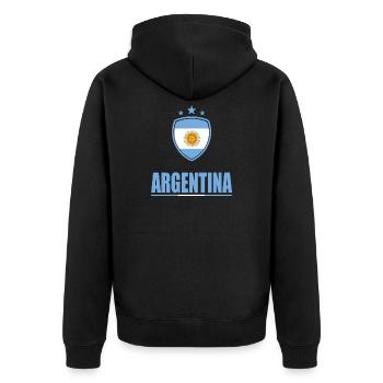 Argentinien T-Shirt - Unisex Premium Bio Zip Hoodie - Schwarz - Hinten - Nico (187cm)