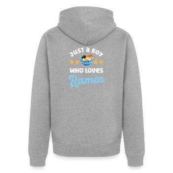 Nouilles Ramen - Veste à capuche bio Premium Unisexe - gris chiné - Dos - Nico (187cm)
