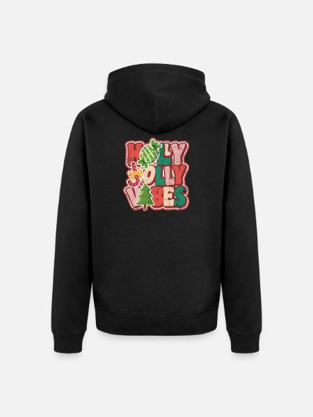 Jolly Holiday Bubbles Christmas - Unisex Premium Organic Zip Hoodie - black