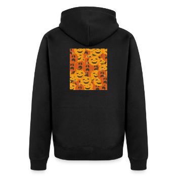 Citrouilles effrayantes motif d’Halloween - Veste à capuche bio Premium Unisexe - noir - Dos - Nico (187cm)