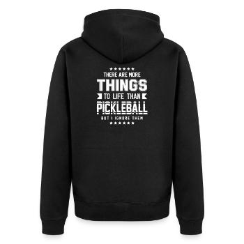 Pickleball - Unisex Premium Bio Zip Hoodie - Schwarz - Hinten - Nico (187cm)