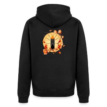 Anisoscelis alipes Blattfußwanze und Magnolie - Unisex Premium Bio Zip Hoodie - Schwarz - Hinten - Nico (187cm)