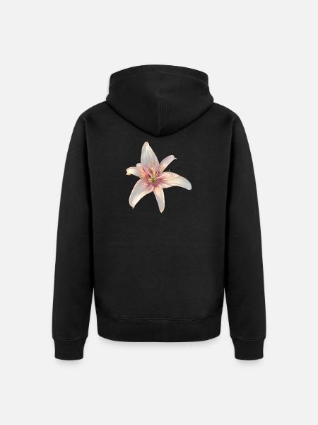 Lily Roses Blossoms - Unisex Premium Organic Zip Hoodie - black
