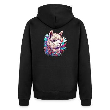 Alpaca - Unisex Premium Organic Zip Hoodie - black - Back - Nico (187cm)