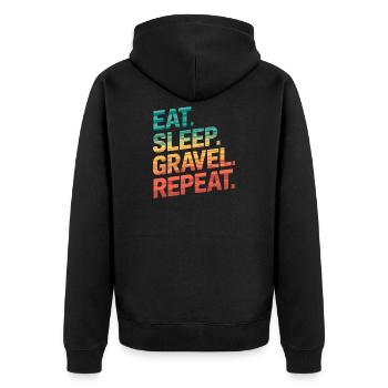 Rétro coucher de soleil voyage citation design - Veste à capuche bio Premium Unisexe - noir - Dos - Nico (187cm)