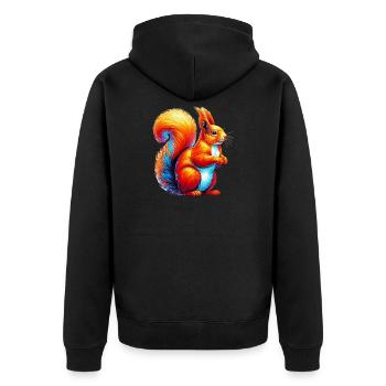 Squirrel - Unisex Premium Organic Zip Hoodie - black - Back - Nico (187cm)