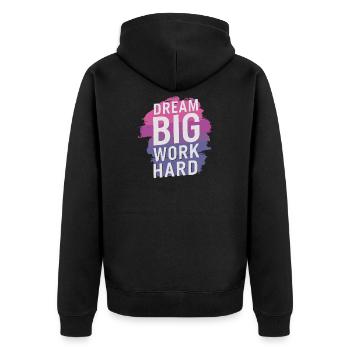 Inspirierendes Design von motivierenden Zitaten - Unisex Premium Bio Zip Hoodie - Schwarz - Hinten - Nico (187cm)