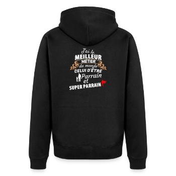 Citation humoristique pour parrain - super parrain - Veste à capuche bio Premium Unisexe - noir - Dos - Nico (187cm)