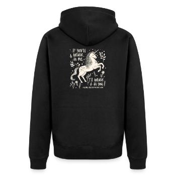 Alice in Wonderland Unicorn Quote - Believe in you - Unisex Premium Organic Zip Hoodie - black - Back - Nico (187cm)